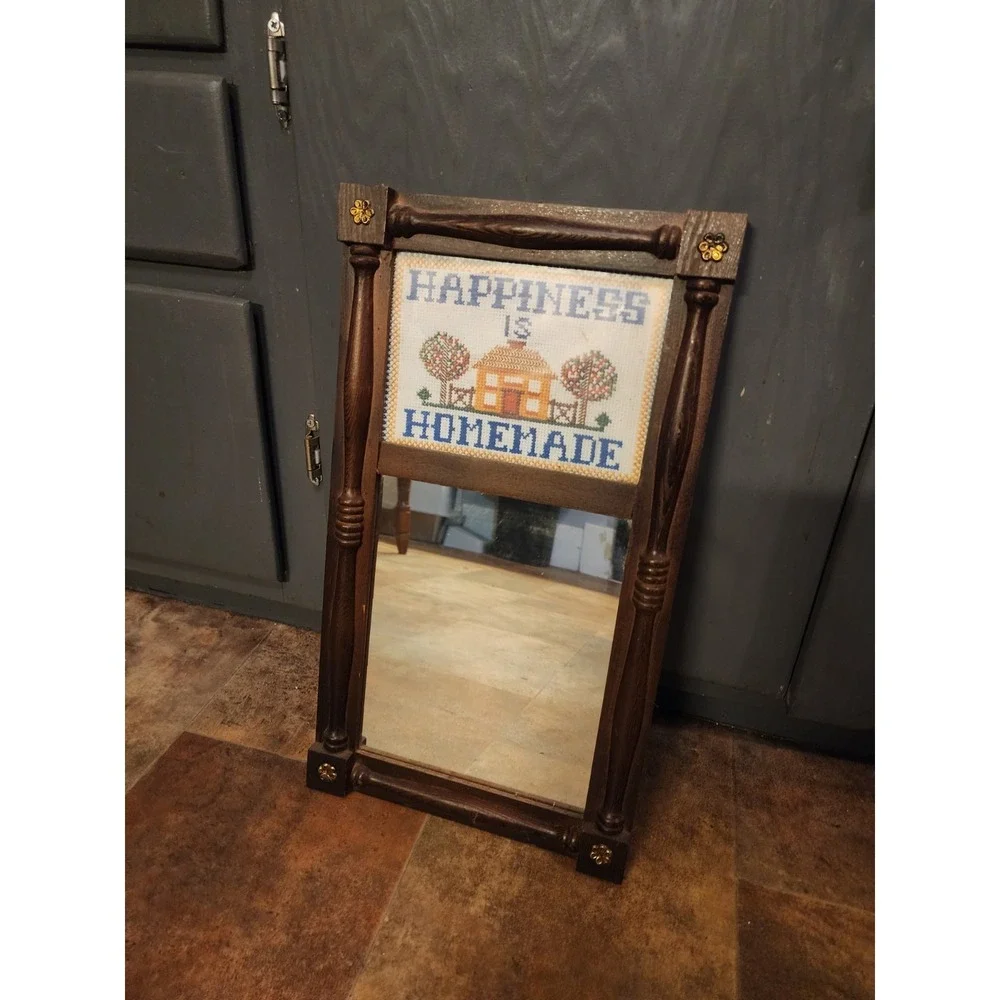 Vintage Wood Framed Cross Stitch 